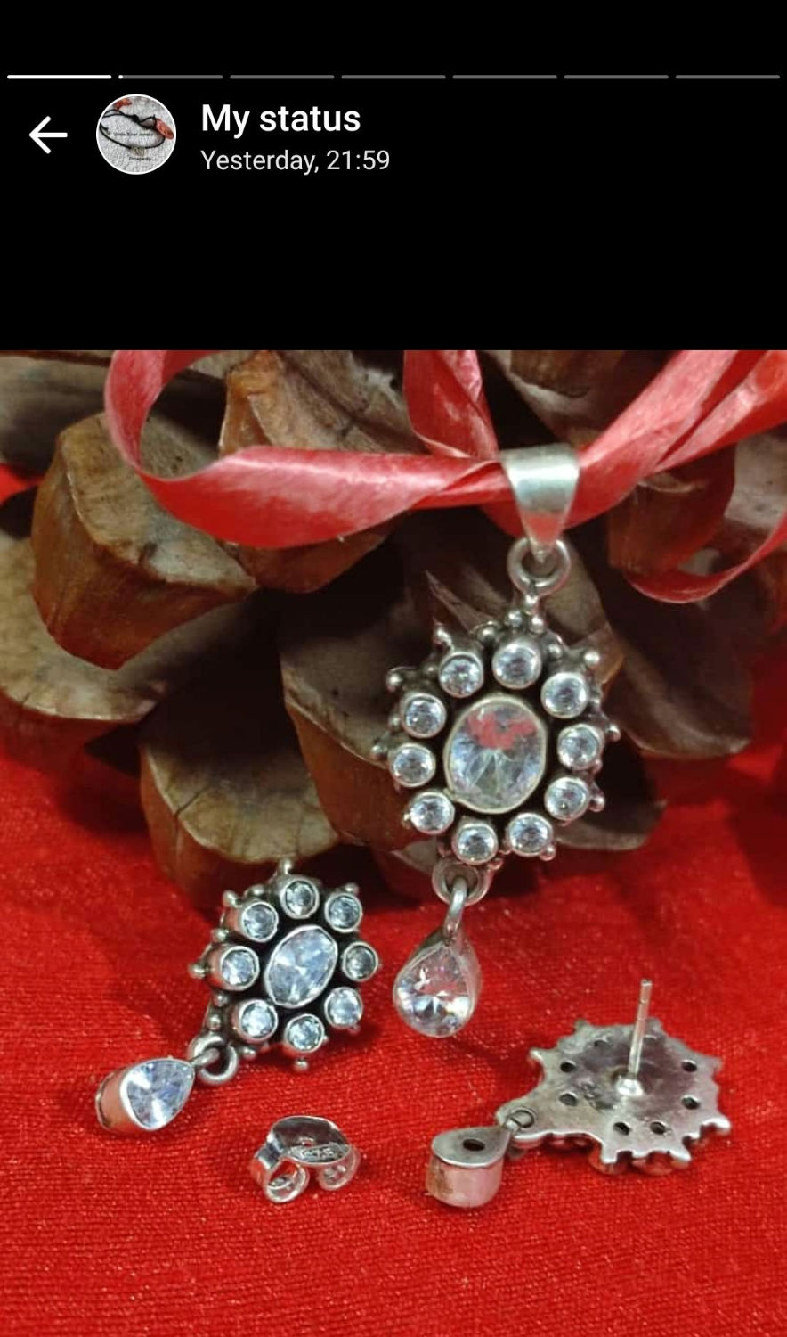 Thumbnail: silver zircon  pendant with earrings