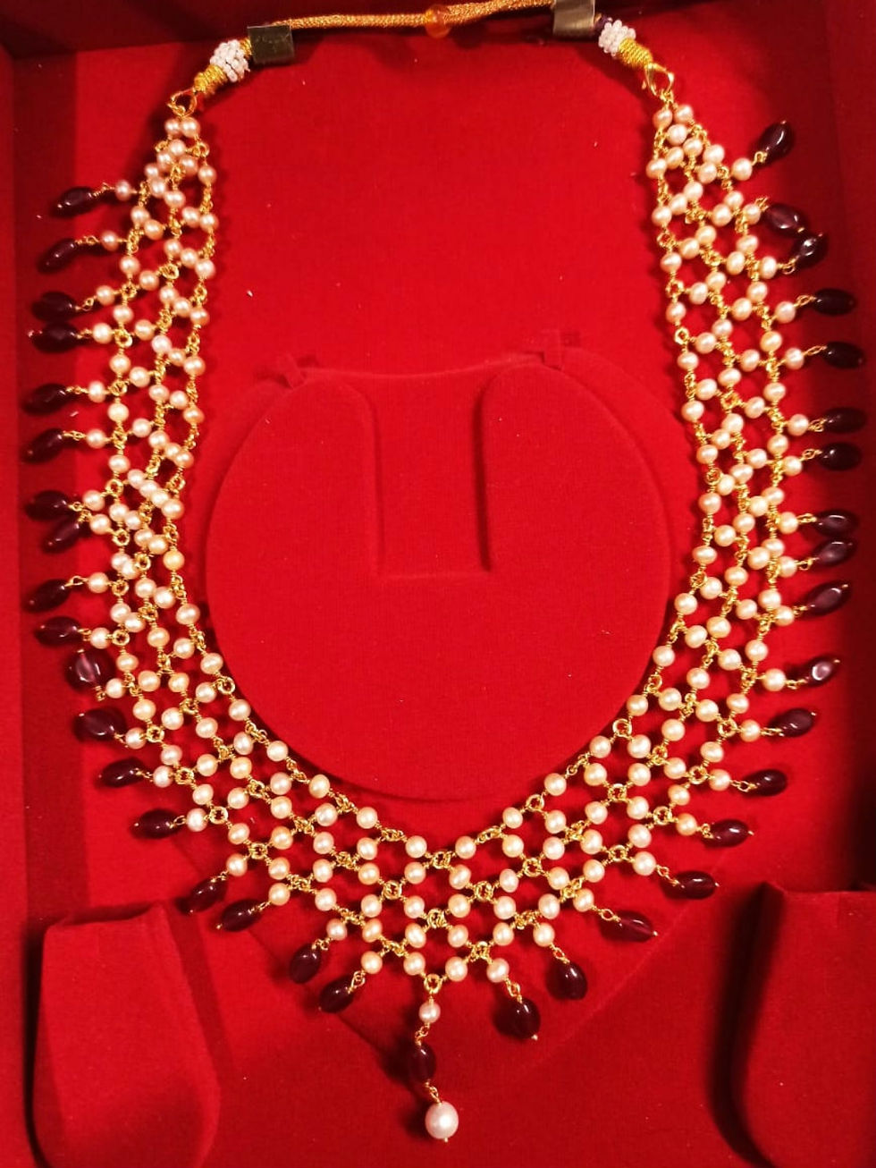 Thumbnail: Pearl Ruby gold plated  925 silver necklace