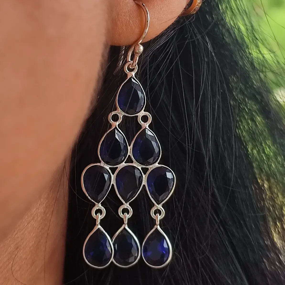 Blue dange 925l silver earring
