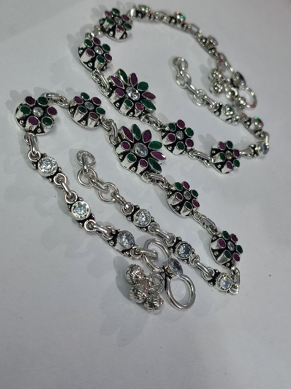 Thumbnail: 925Silver stone anklet (payal) 