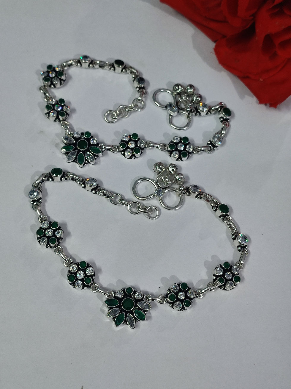 Thumbnail: 925Silver stone anklet (payal) 