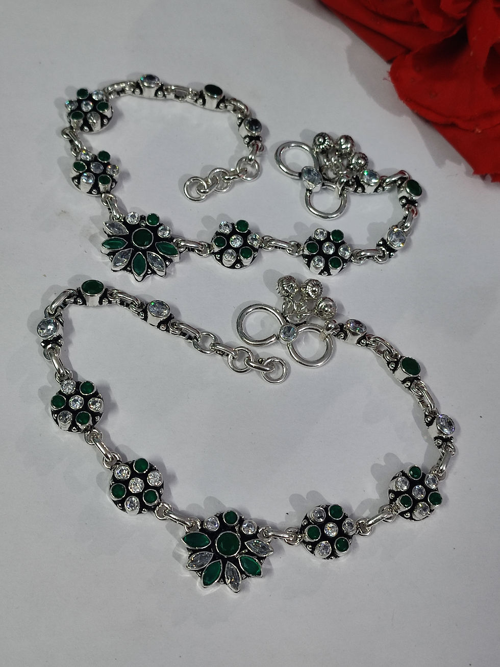Thumbnail: 925Silver stone anklet (payal) 