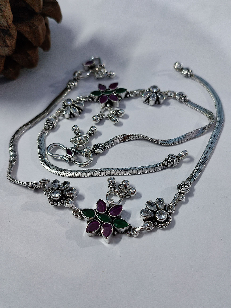 Thumbnail: 925 Silver anklet payal solid 
