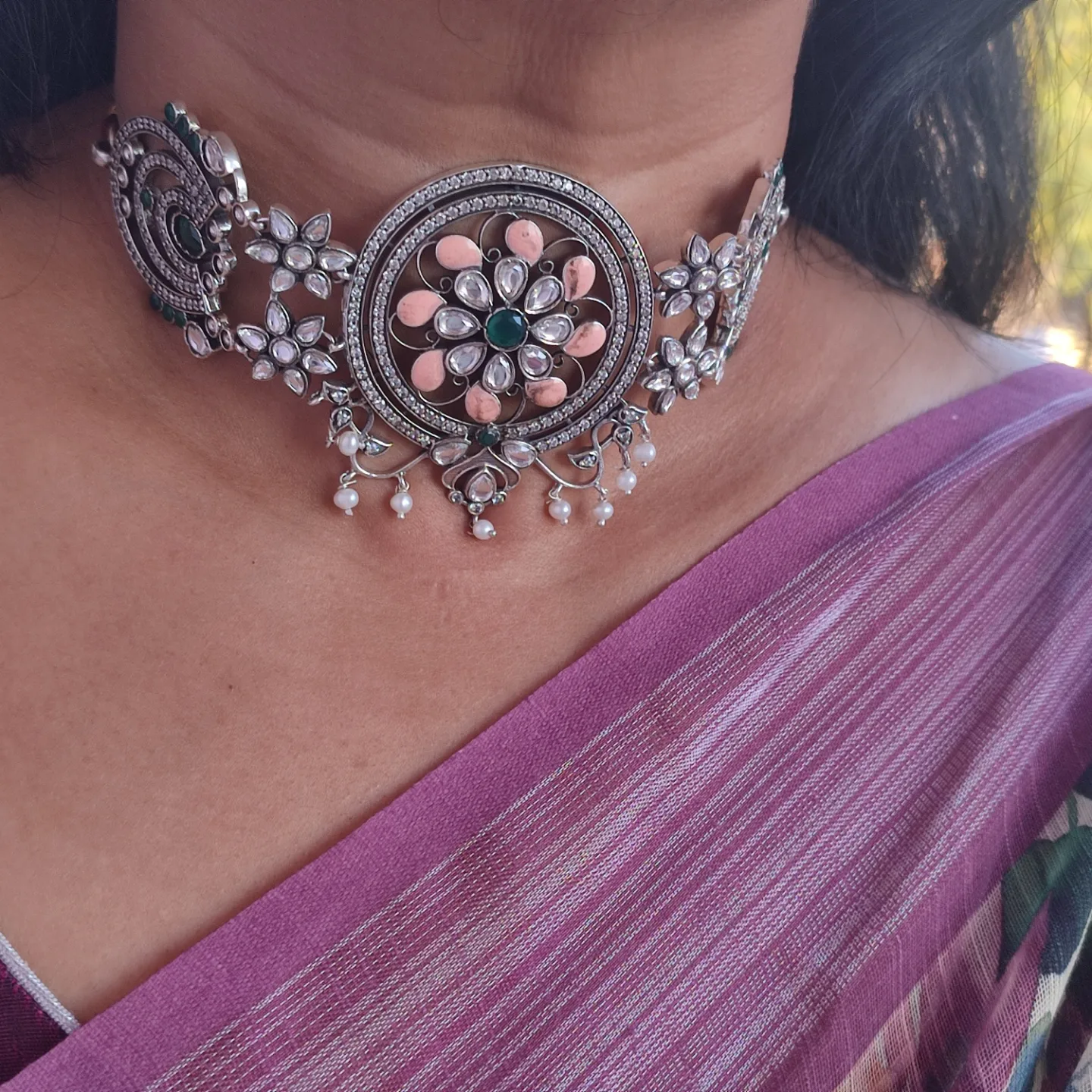 925 Silver multi gemstones chokers