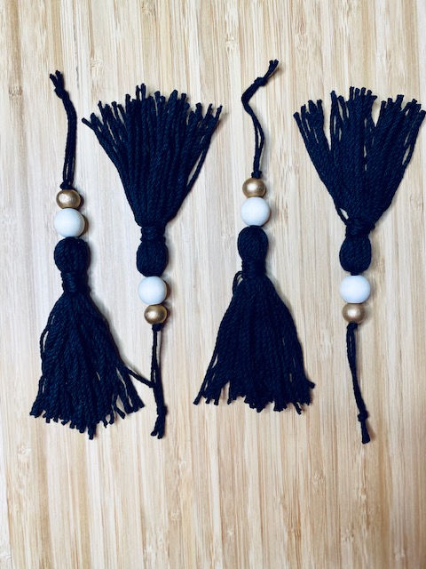 Thumbnail: Black Tassel with Wood bead accent ornament