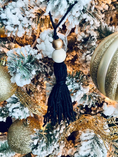 Thumbnail: Black Tassel with Wood bead accent ornament