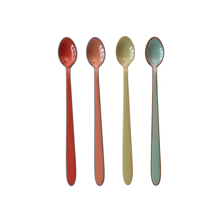 Enameled Stainless Steel Spoons w/ Colored Edge