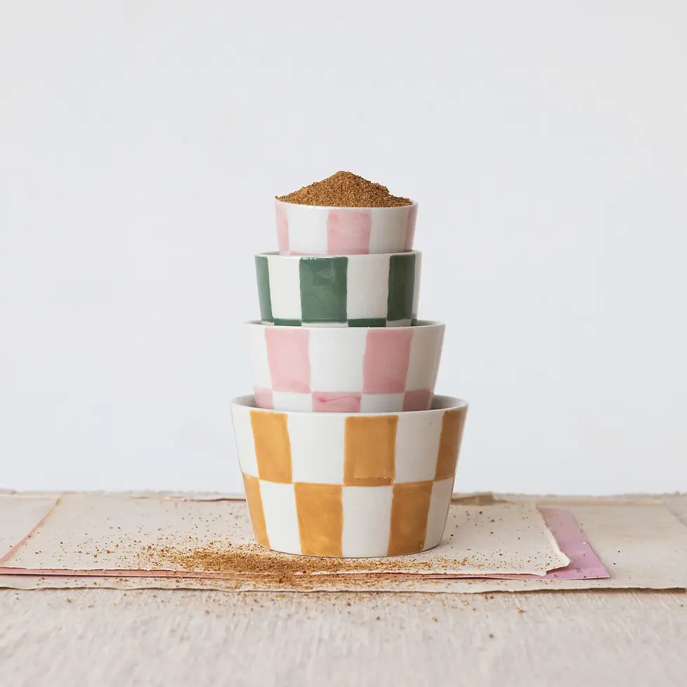 Thumbnail: Hand-Painted Stoneware Nesting Bowls, Set of 4