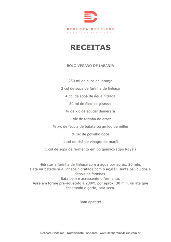 Receita de Bolo Vegano de Laranja