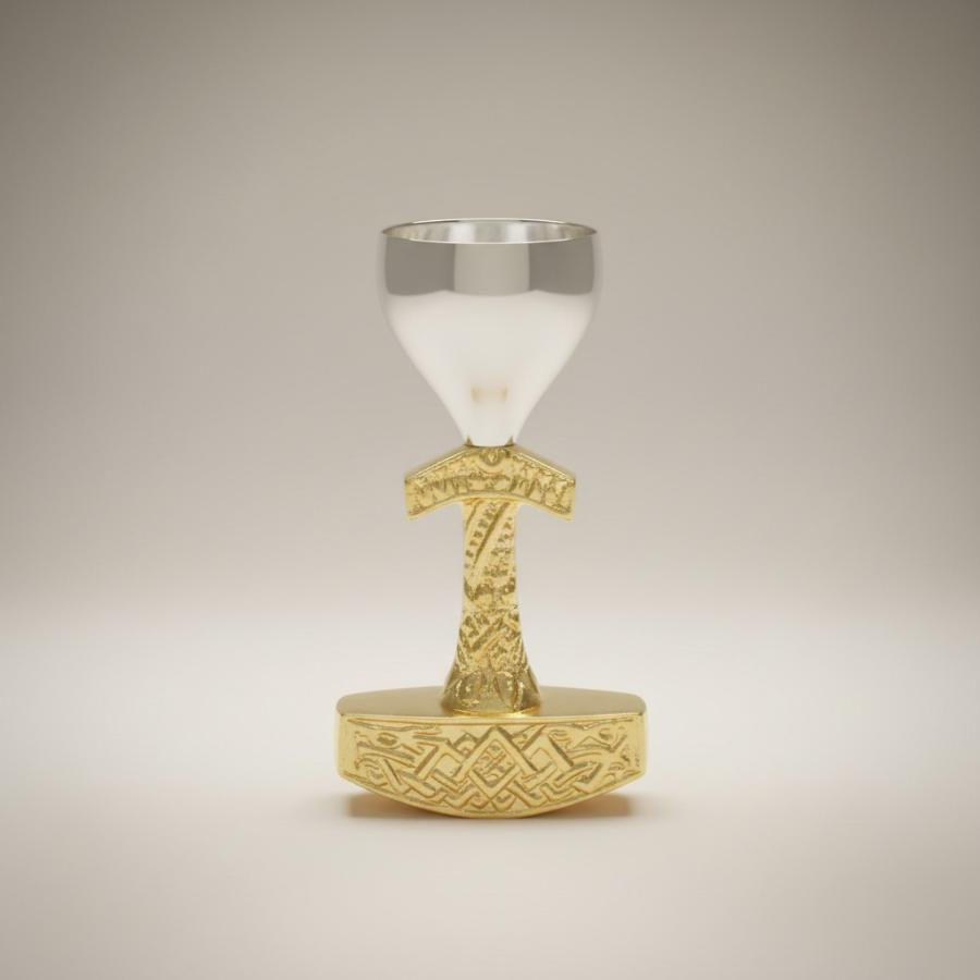 Silver & Gold Thor Mjolnir Ceremonial Chalice