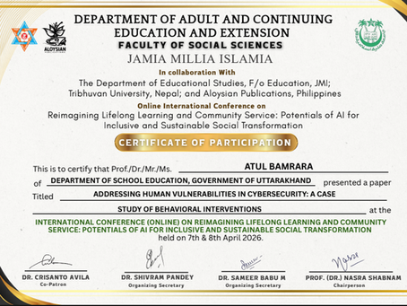 Celebrating Global Academic Engagement: Participation in an International Conference at Jamia Millia Islamia
