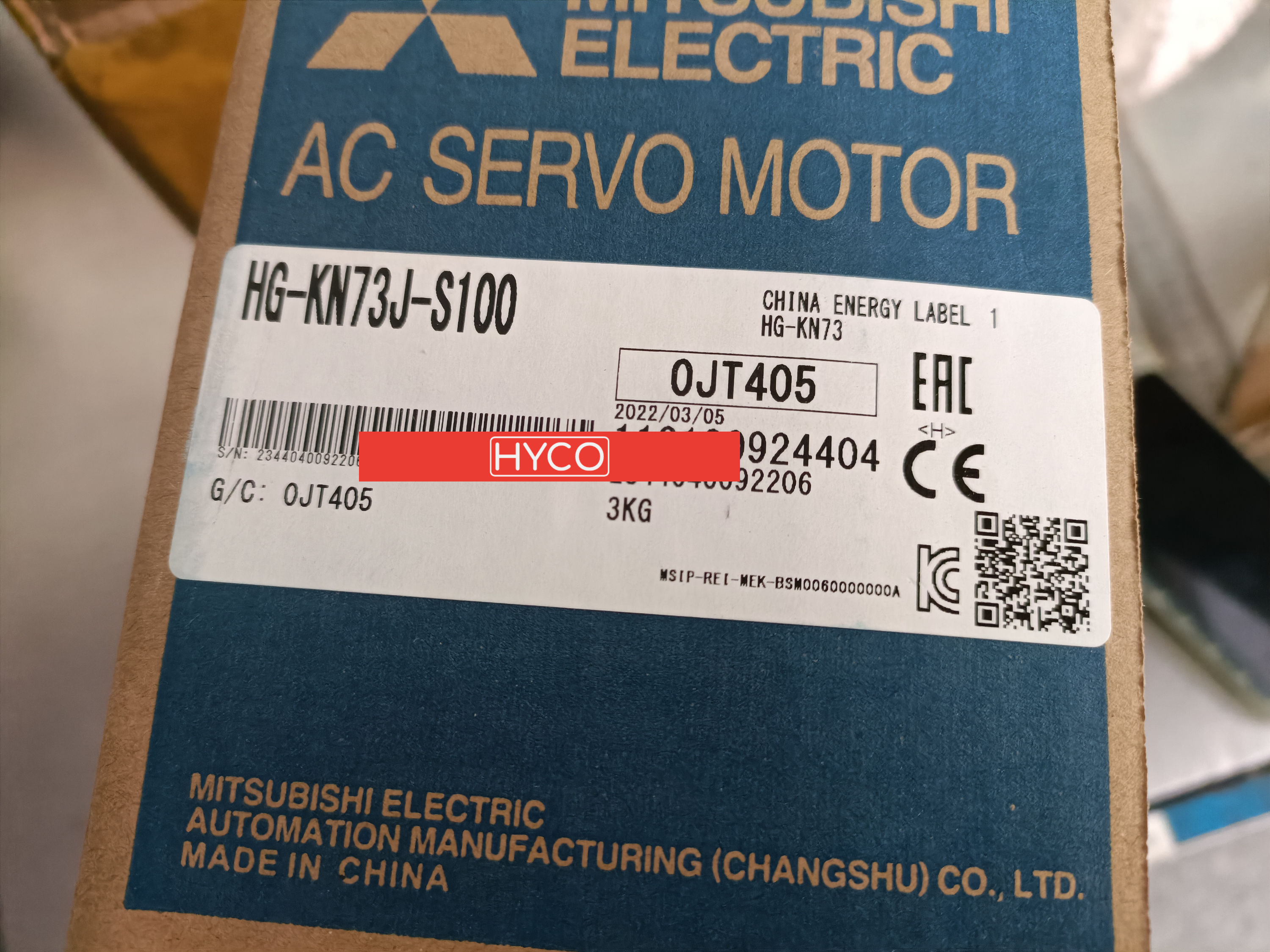 MITSUBISHI ELECTRIC HG-KN73J-S100 3AC 109V 4.8 A 750 W