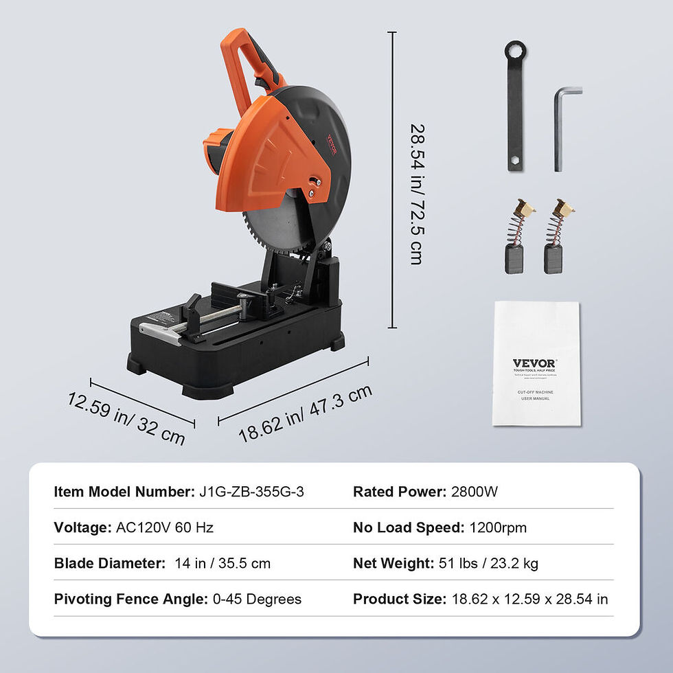 Thumbnail:  VEVOR Chop Saw 14in Mitering Chop Saw for Cutting Metal Dry Cut Saw 45° Angle