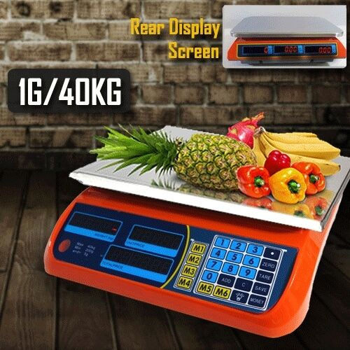 Kitchen Scale Digital Commercial Postal Shop Electronic Weight Scales Food 40KG