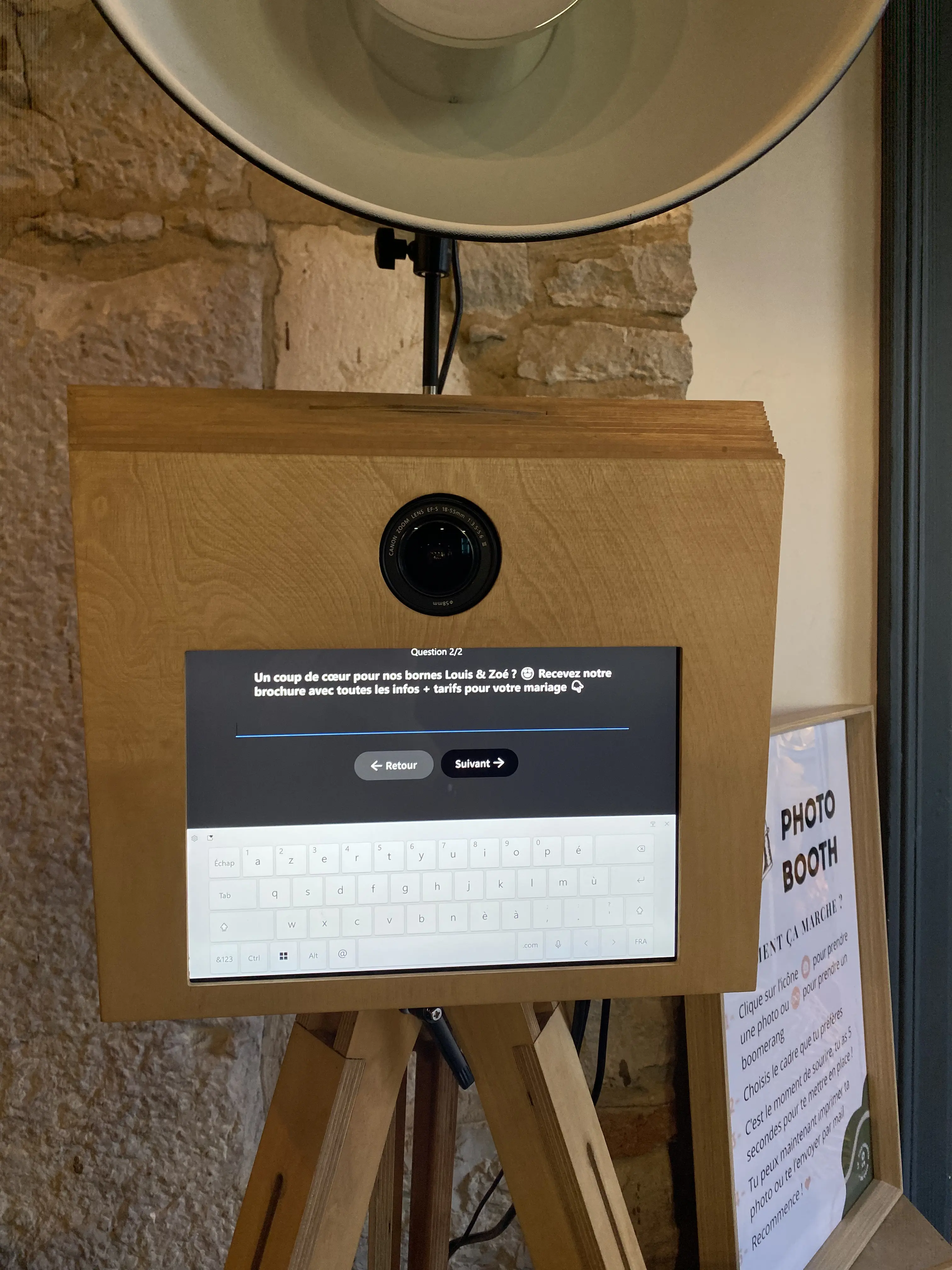 collecte email borne photo salon mariage données lead