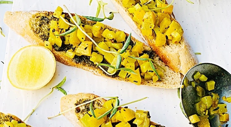 Pumpkin and sage bruschetta