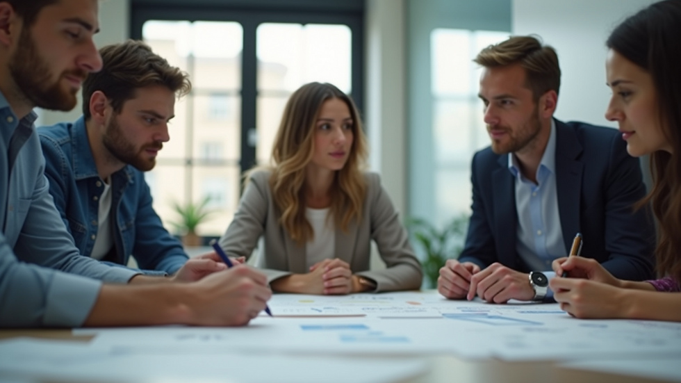 Close-up view of a design team brainstorming in a collaborative setting