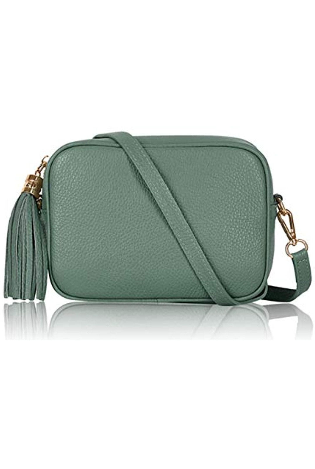 Mimi Dusky Green Leather Crossbody Bag