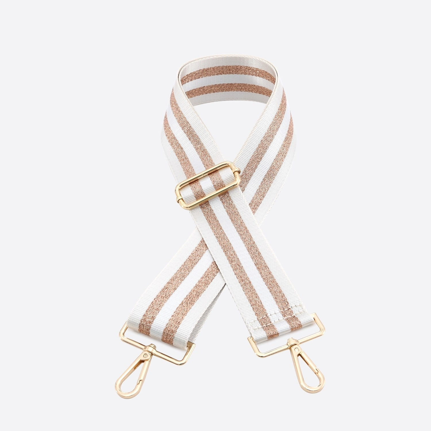 Ivory, White and Gold Stripe Bag Strap W