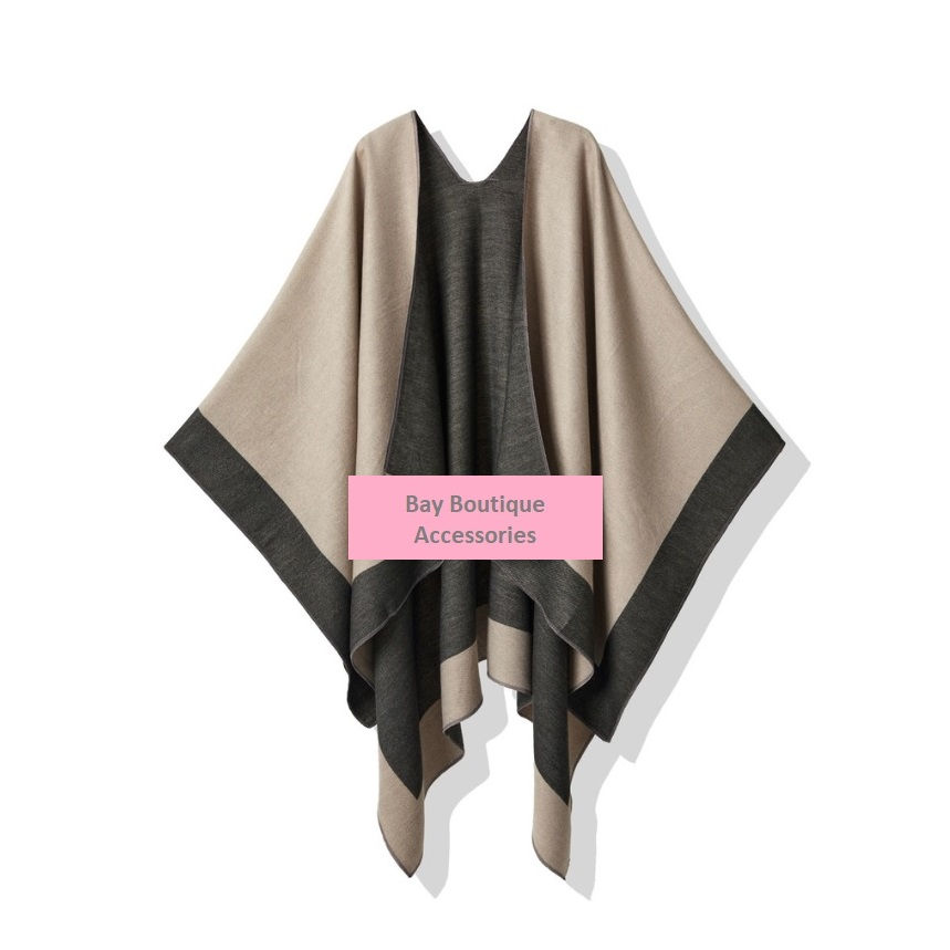 Thumbnail: Pashmina Wrap Poncho Reversible