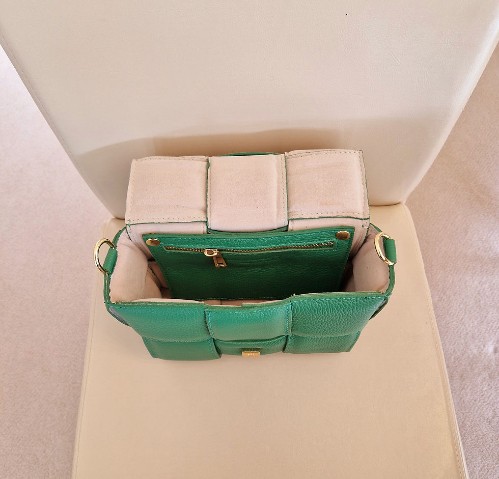 Thumbnail: The AMALIE Leather Padded Weave Crossbody Bag
