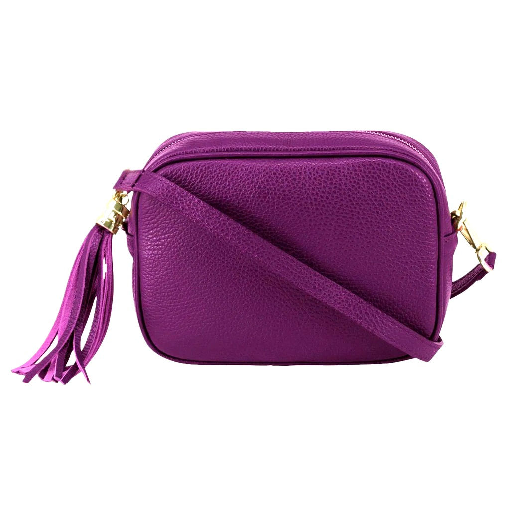 Mimi Purple Leather Crossbody Bag