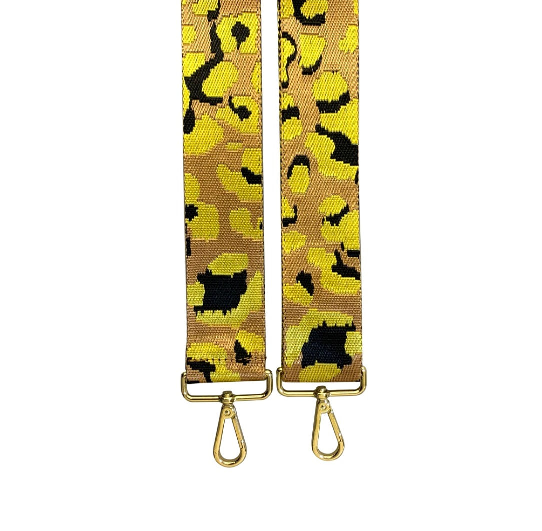 Yellow, Black and Fawn Leopard Bag Strap