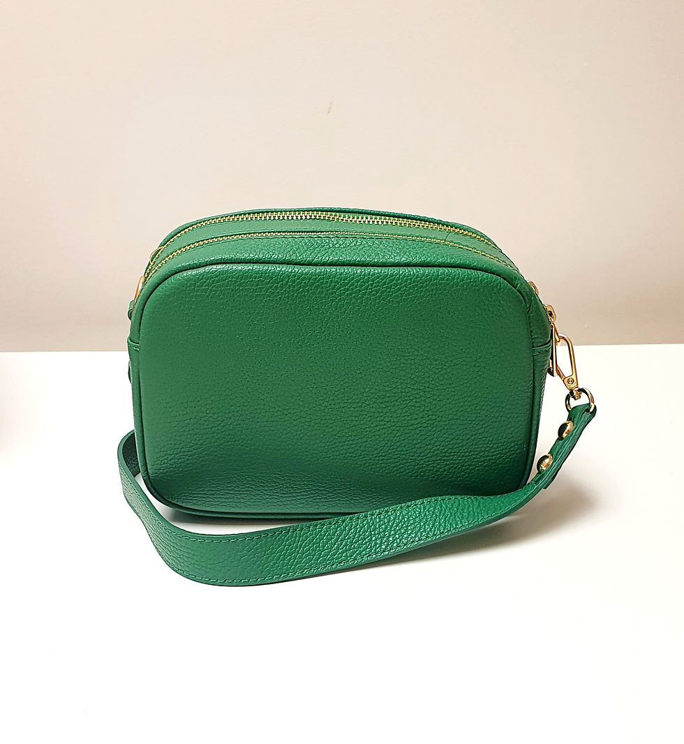 Thumbnail: The REGENT Italian Leather Double Zip Crossbody Bag BRIGHT COLOURS
