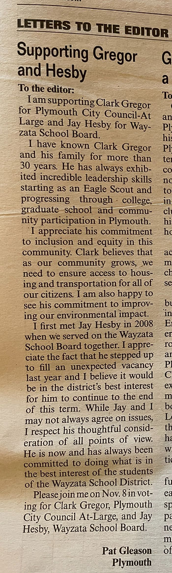 Screenshot of letter to the editor