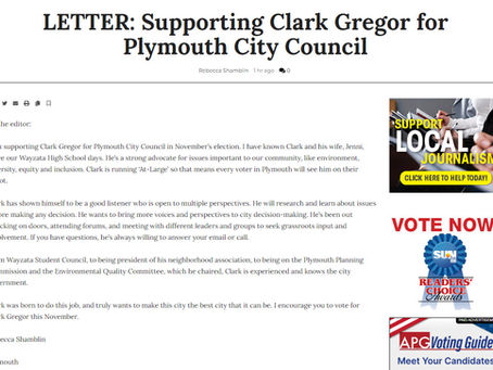 Shamblin Letter to the Editor: "Clark is experienced and knows the city government."