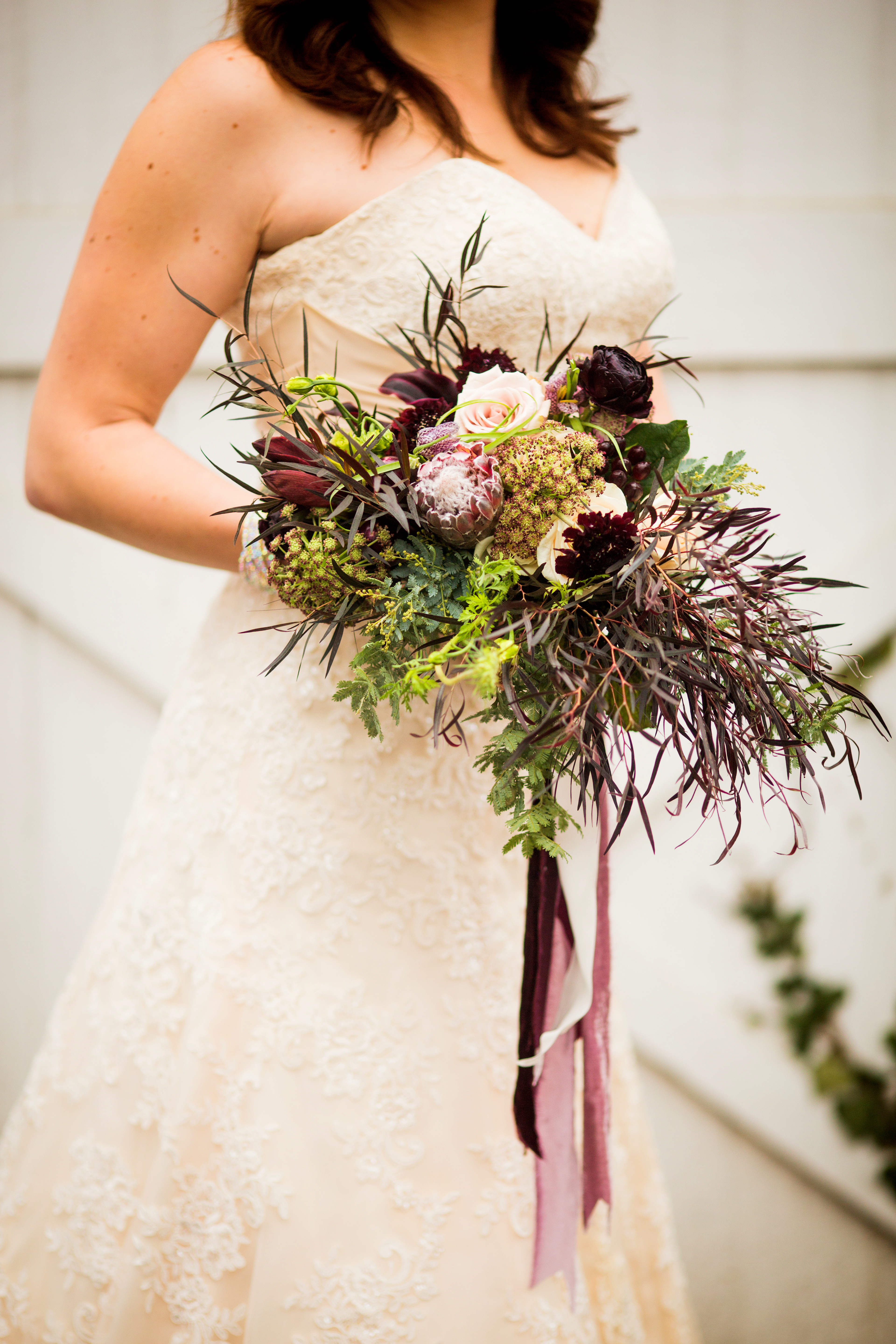burgundy bridal close up