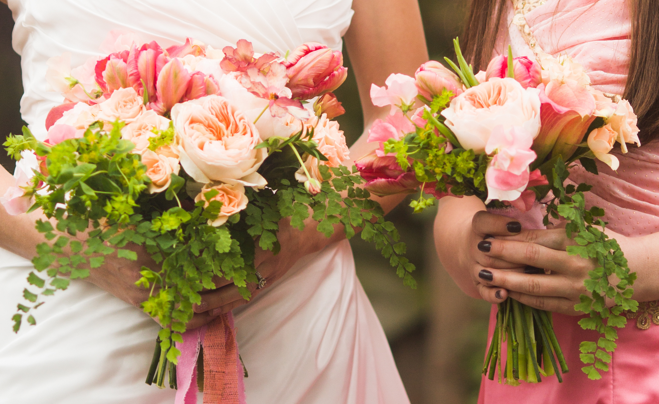 coral bouquets close up 2