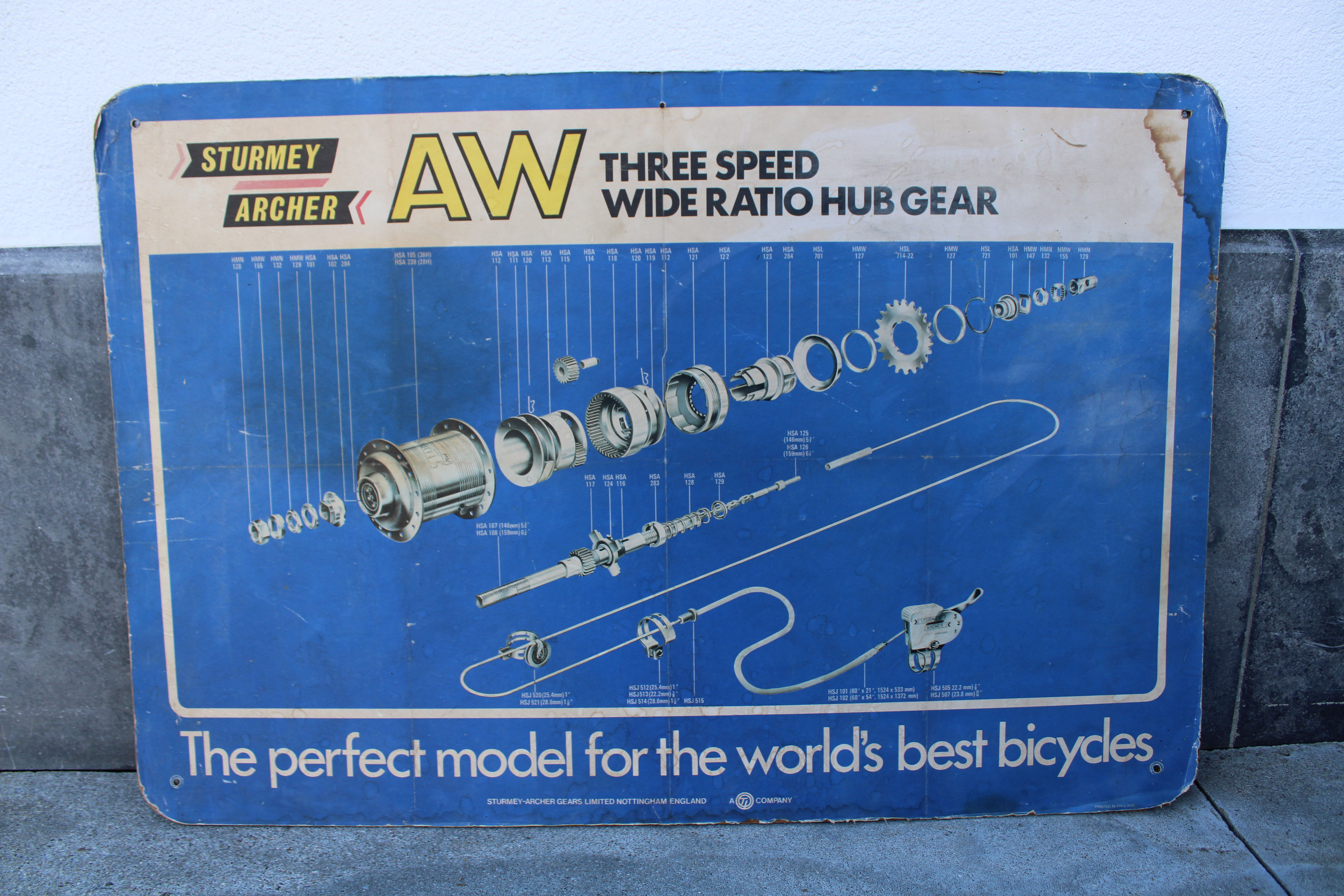 STURMEY ARCHER CARDBOARD ADVERTISING BOARD 51,5 X 76 CM