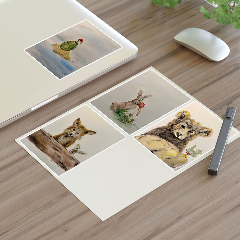 Thumbnail: Woodland Animal Sticker Sheets — Watercolor Fox, Rabbit, Turtle & Bear Stickers