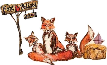 3 foxes and sign, Bonnie J. Gibson, Fox Hollow Series 1a 300px.png