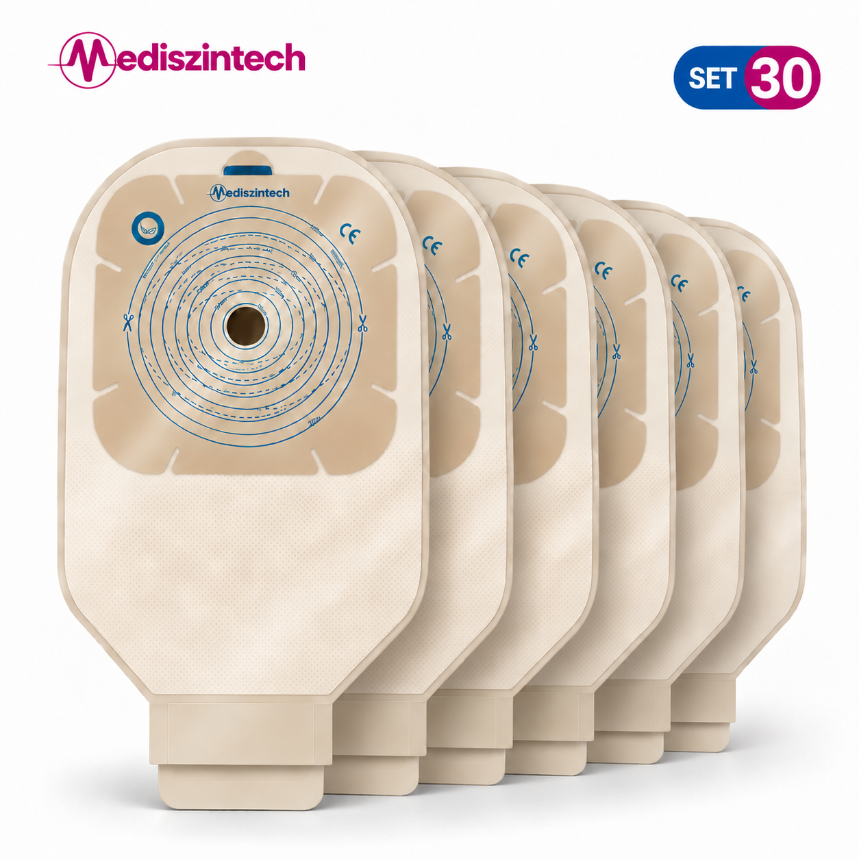 Set 30 pungi colostomie, ileostomie și fistulă Mediszintech 20–100mm