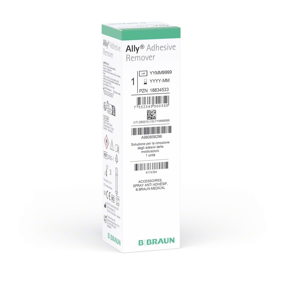 Miniatură: Spray B-Braun Ally®Adhesive Remover, îndepărtare adezivi medicali, pungi stomă