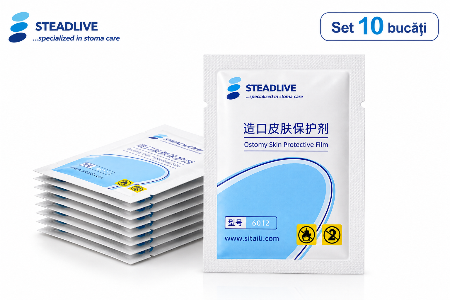 Servetele protectoare pentru stoma Steadlive, set 10 bucati, concepute pentru protejarea pielii din jurul stomei si pregatire