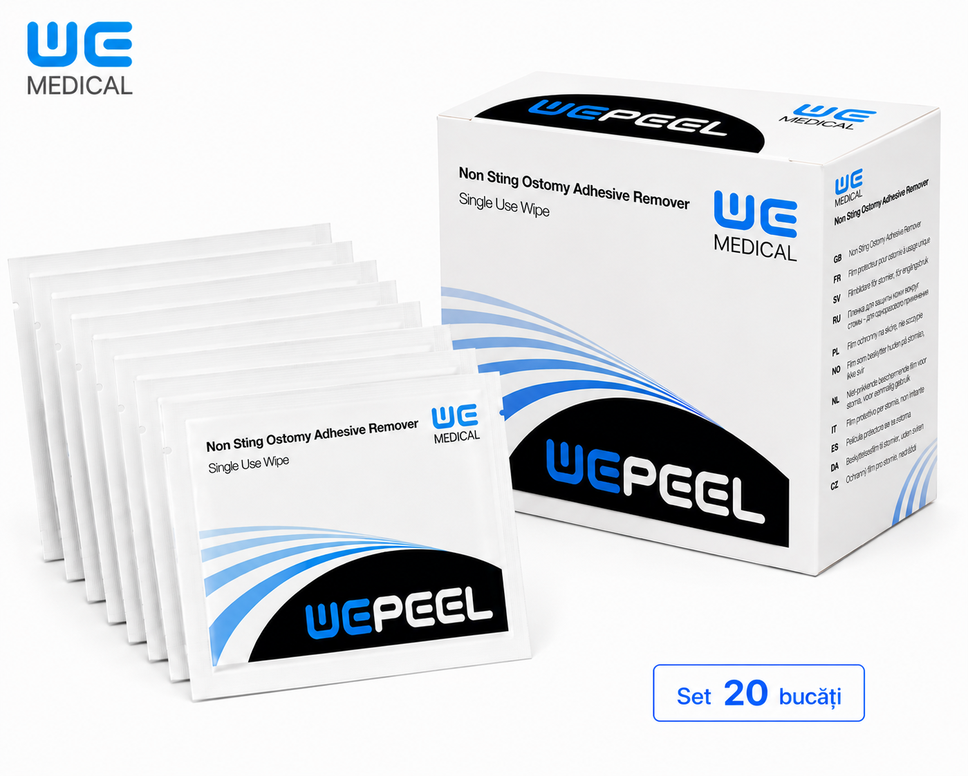 Set 20 șervețele pentru dezlipirea pungilor de stomă WE Peel