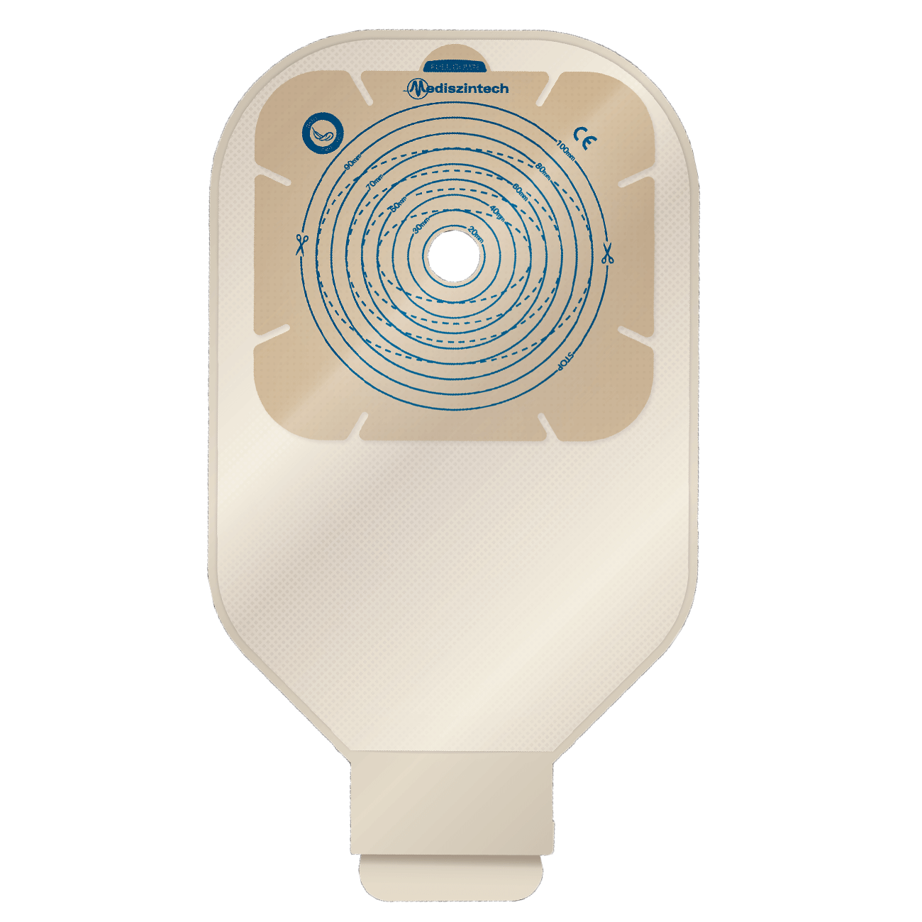 Pungă colostomie, ileostomie și fistulă Mediszintech 20–100mm, închidere Velcro