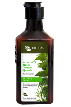 Shampoo Árbol de Té, Neem, Tomillo, Quassia, Repelente de Piojos