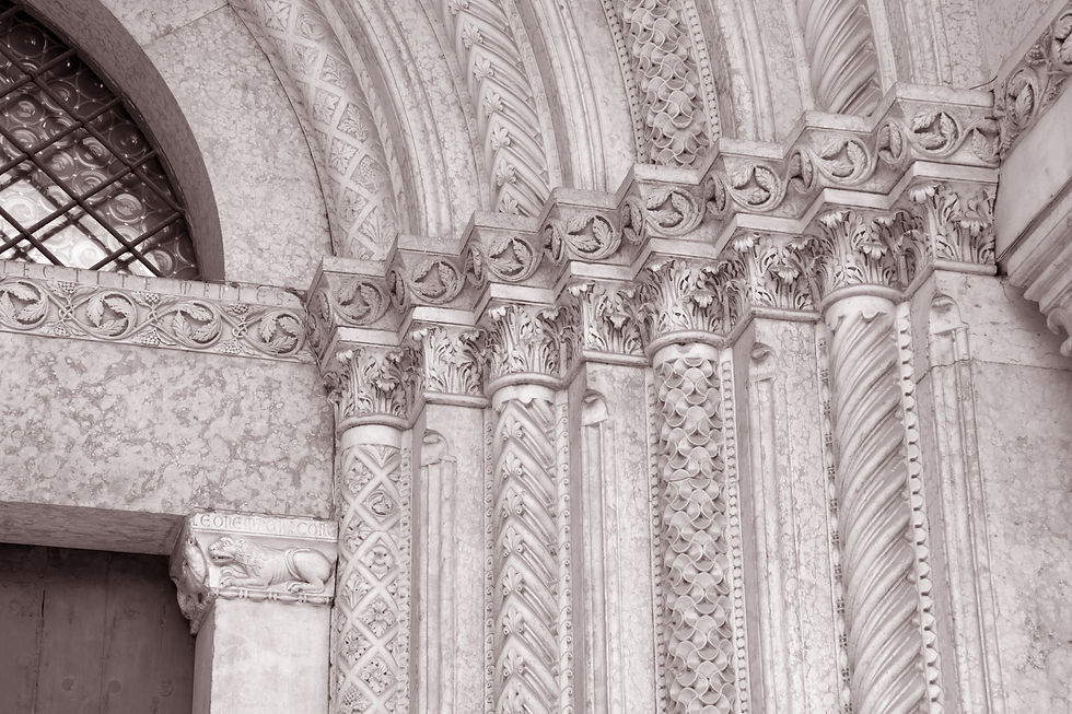 Design on Facade of Cathedral Church, Modena, Italy in Black and White Sepia Tone.jpg
