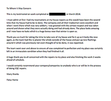 Patsy's Testimonail