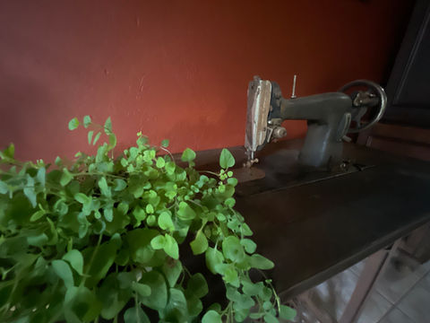maquina de costura vintage como decoração da pousada recanto do chalé