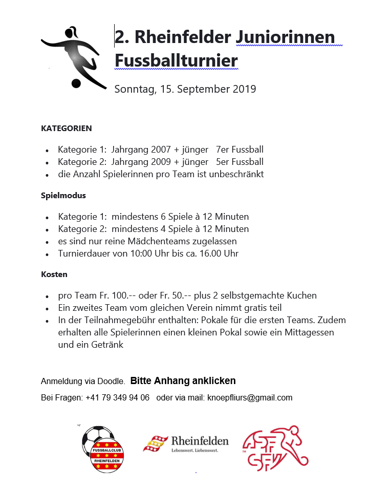 2. rheinfelder Juniorinnen Fussballturni
