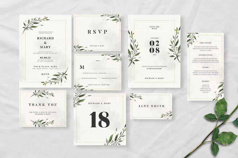 Thumbnail: Watercolor Leaf Wedding Invitation