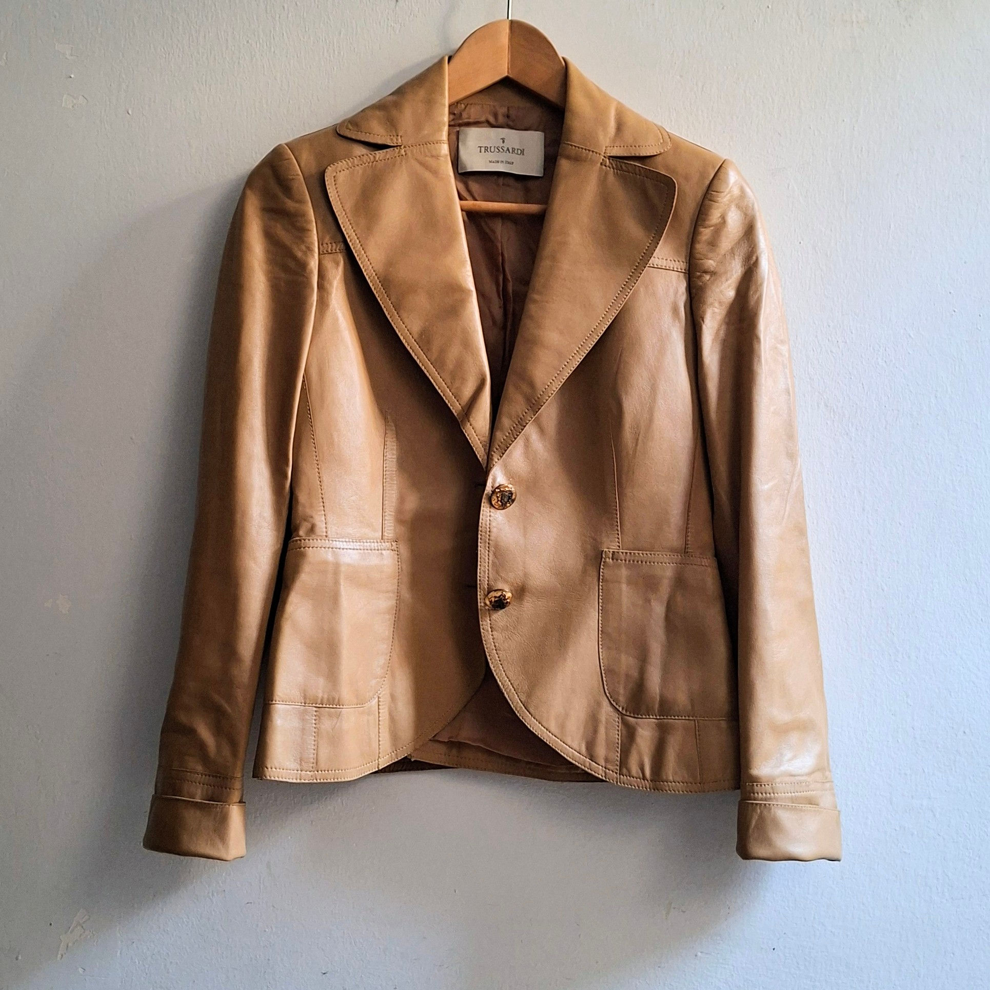 Trussardi Tailored Lambskin Leather Jacket Size 36