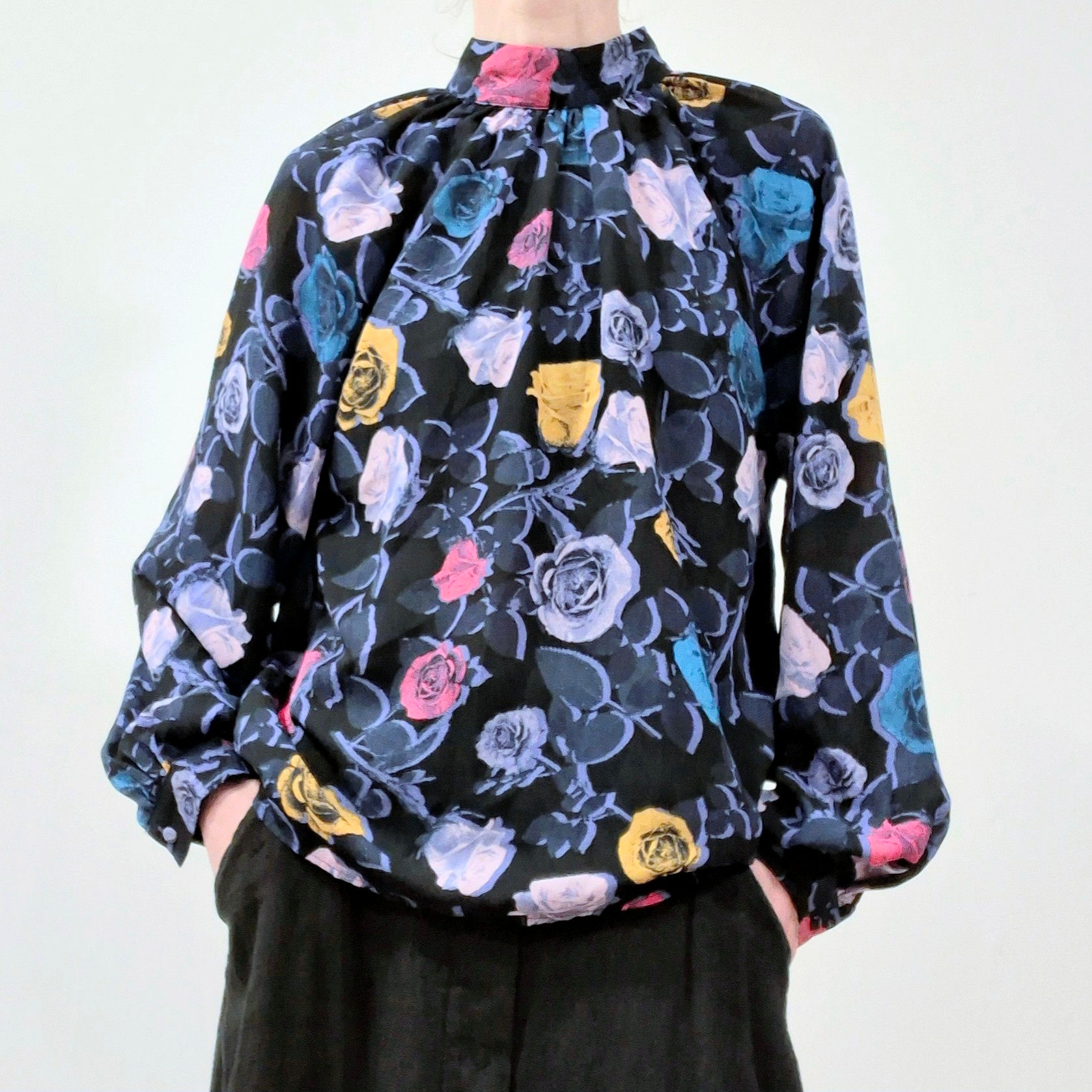 Monki High-Neck Floral Blouse Size XS-S