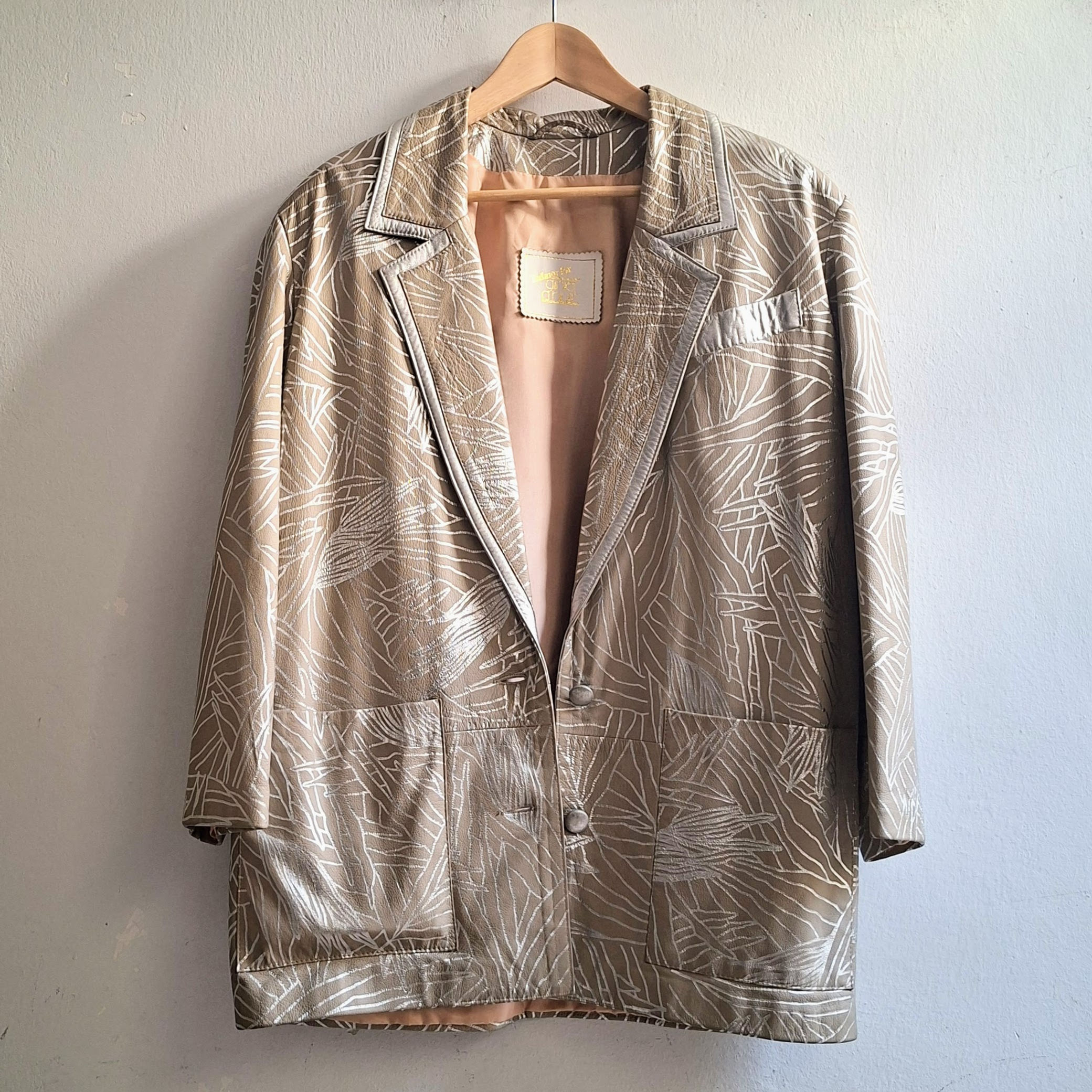 Vintage Tadmor for Daniel d'Anur Metallic Print Leather Jacket Size L
