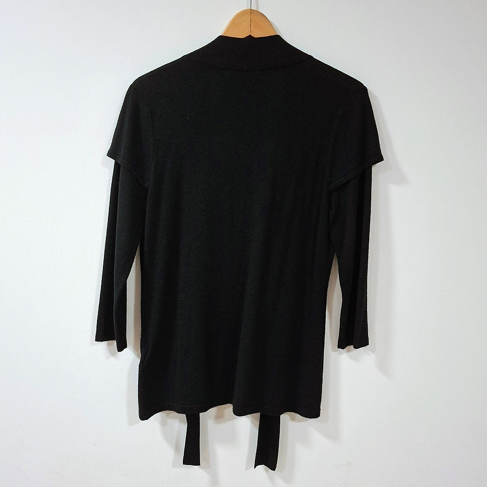 Thumbnail: Oui Moments Black Silk Blend Tie-Front Knit Top 40/M